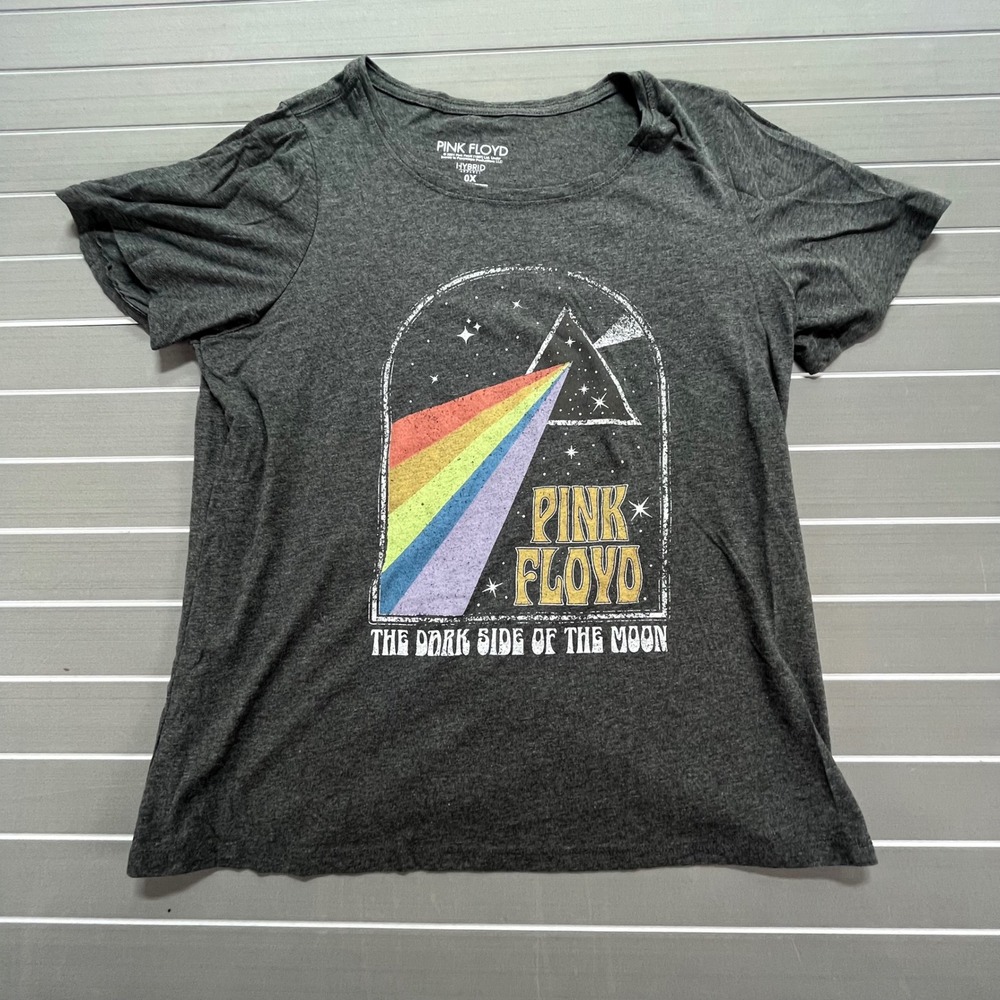 Hybrid Apparel Pink Floyd‎ The Dark Side of the Moon T Shirt Womens 0X Charcoal
